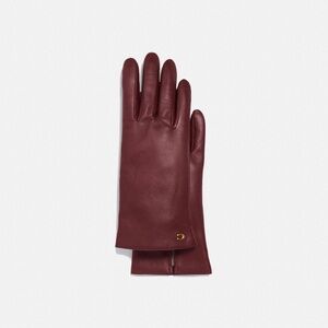 Coach Sculpted Signature Leather Tech Gloves in Wine Size 7 NWT